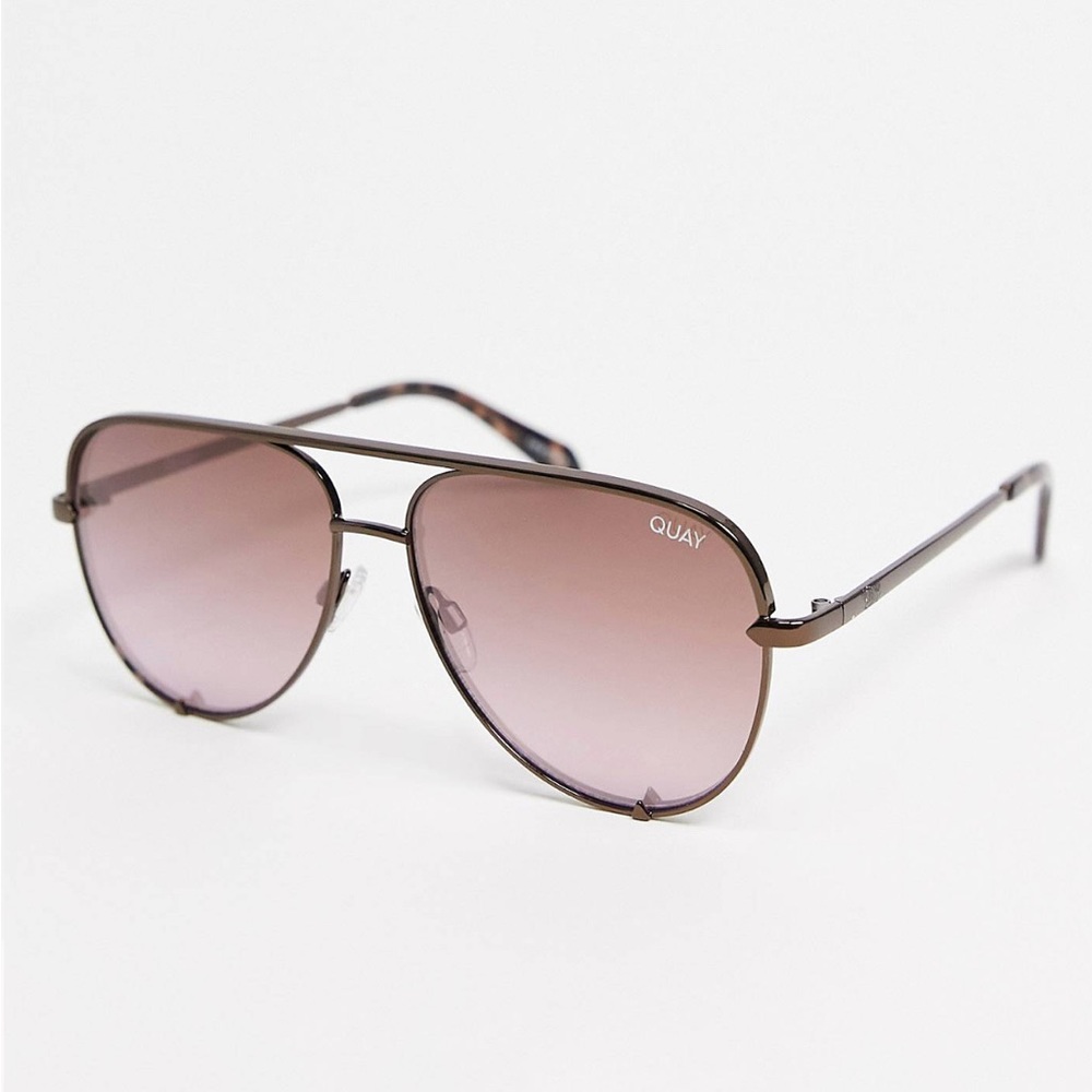 Quay High Key Mini Aviator Sunglasses - Bronze/Pink NWT